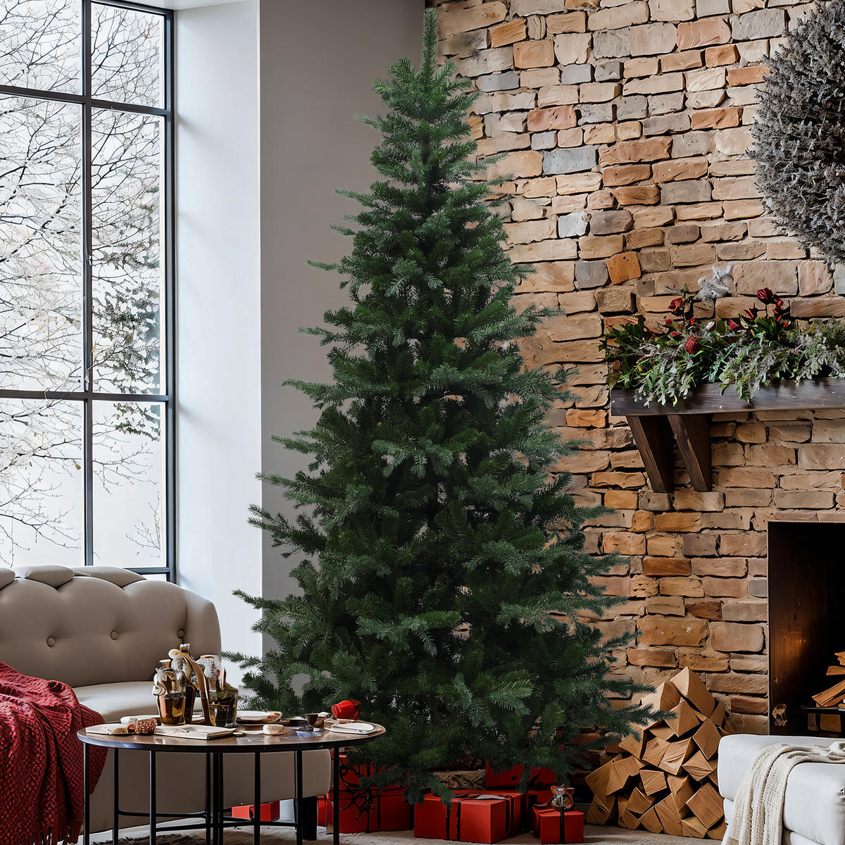 KÜNSTLICHER Weihnachtsbaum 220 cm, 1949 PE/PVC Zweige - Grün, Kunststoff (220cm) - Hometopia