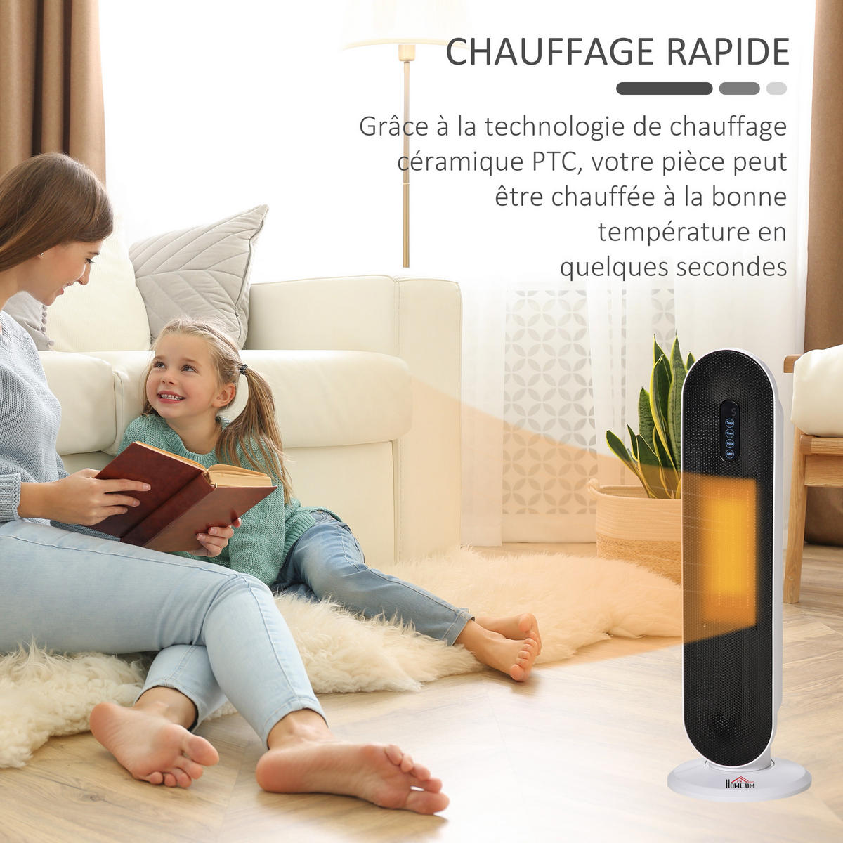 HEIZLÜFTER DE-17035 45° oszillierend PTC 1200/2000 W - Weiß, Kunststoff (21/63.5/21cm) - ComfortXL