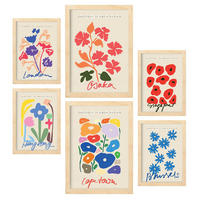 POSTER Set Mit 6 Blumen Sammlung A3 & A4 Rahmen Aus Hellem Holz - Beige, Papier (29/3cm) - Nacnic