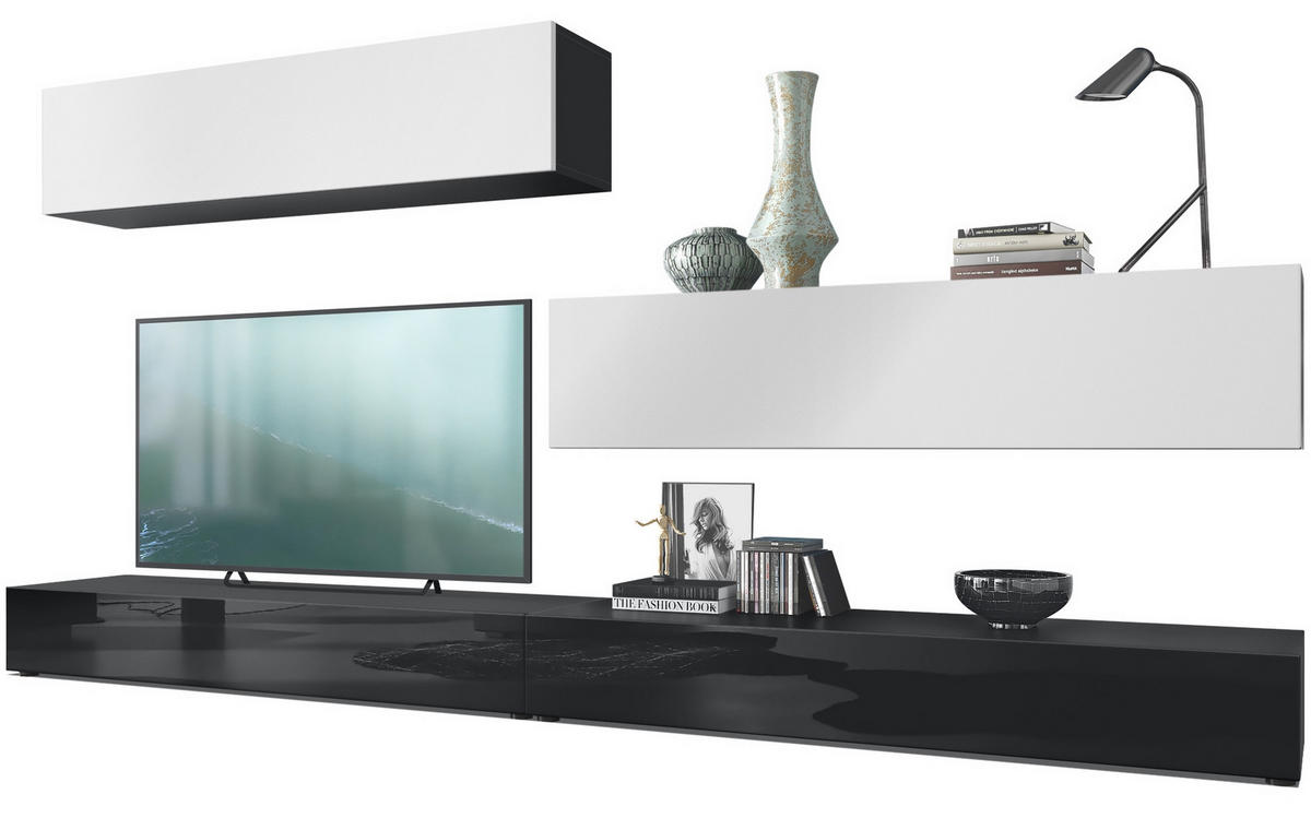 WOHNWAND Nublo Klappen in Weiß matt - Weiß, Holzwerkstoff (279/147/39cm) - Vladon