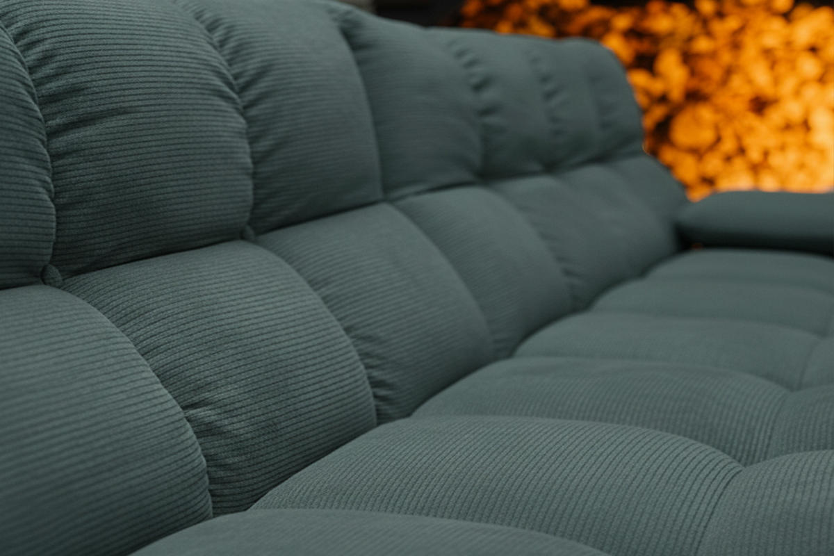ECKSOFA VIVIEN Smaragdgrün Cord - Smaragdgrün/Schwarz, Kunststoff/Textil (290/178cm) - KAWOLA