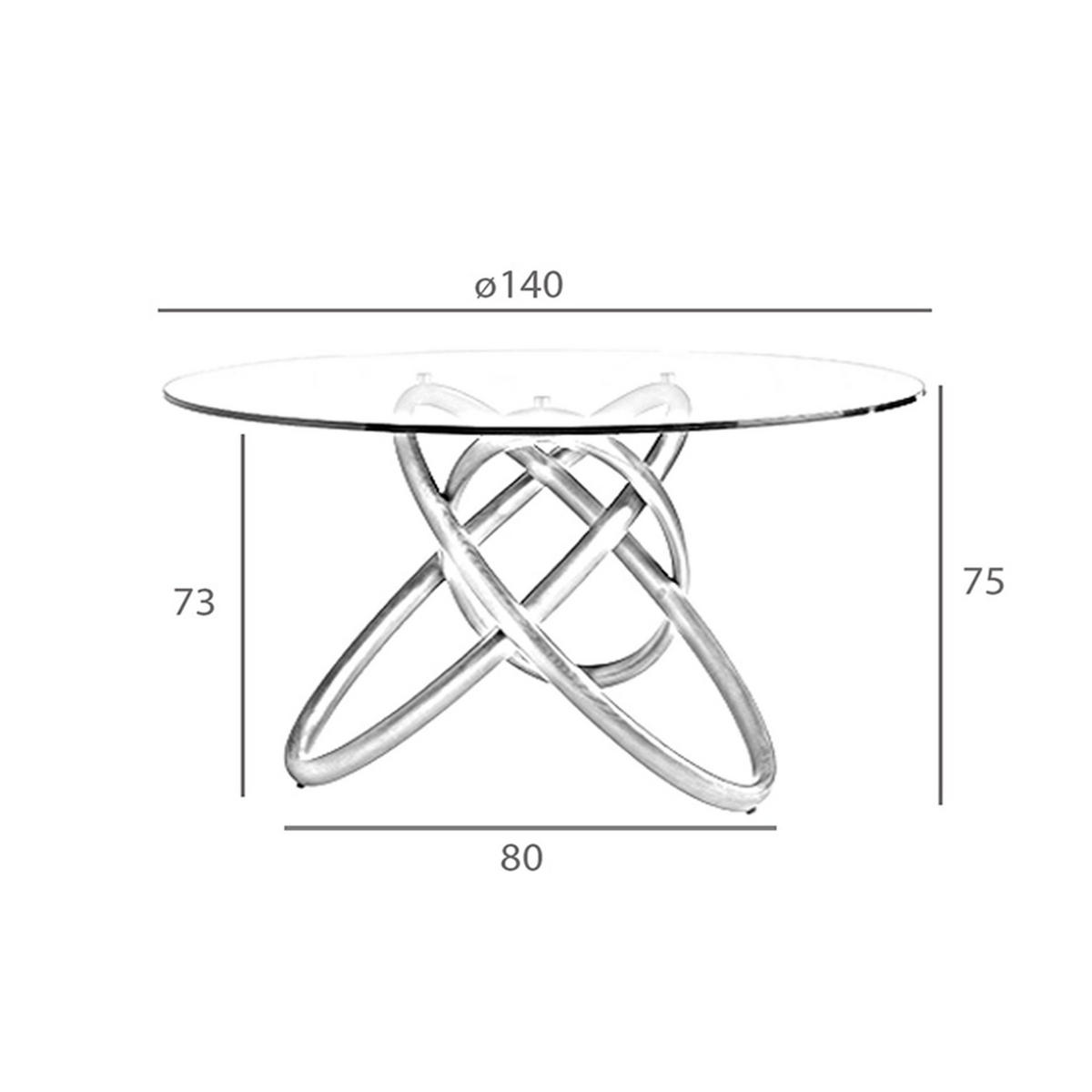 ESSTISCH Esstisch runde gehärtetes Glas aus walnussfarbenes Holz Ø140/75 cm - Transparent/Walnussfarben, Holz (140/140/75cm) - ANGEL CERDA