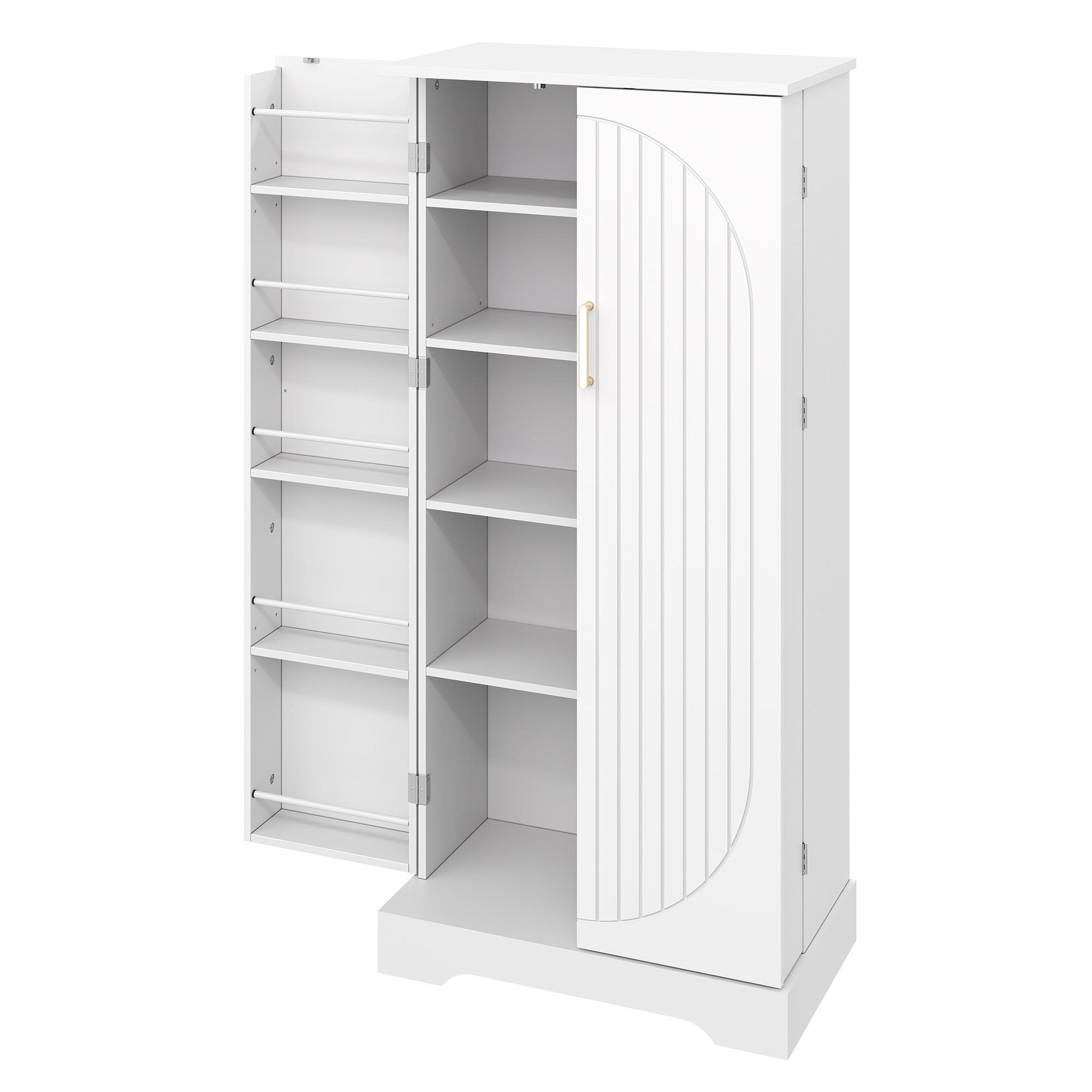 KÜCHENSCHRANK weiß aus MDF Doppeltür mit Staufach 60 × 35 × 128 cm - Weiß, Holzwerkstoff (60/128/35cm) - Luhomfu