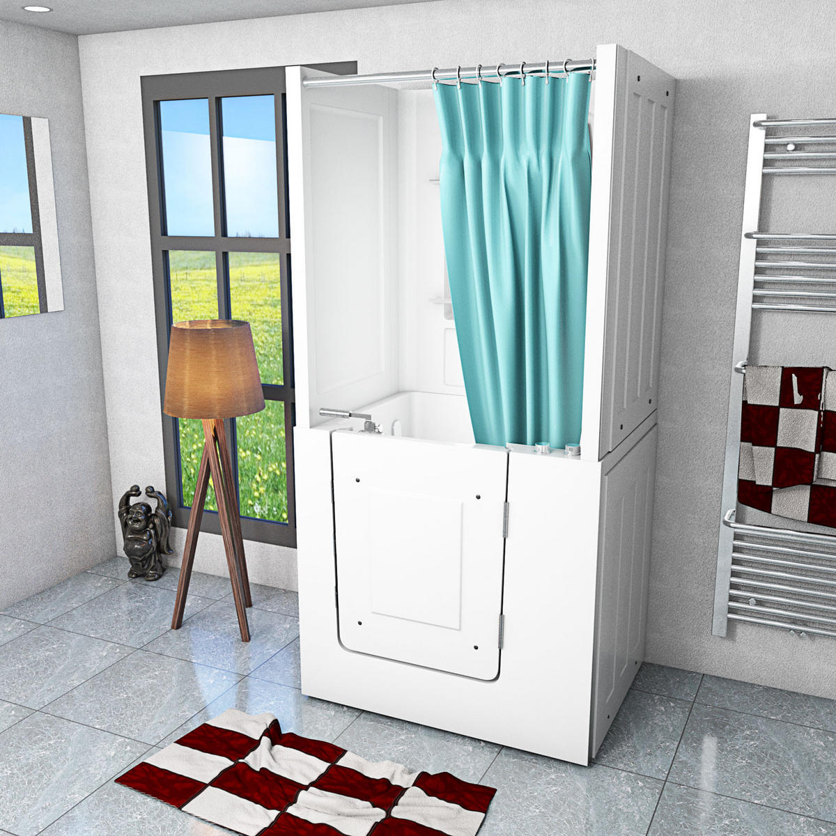 DUSCHE Whirlpool mit Tür S02D-WP-TH-B-R - Weiß, Glas/Kunststoff (100/78/205cm) - AcquaVapore by Sandra Jentho