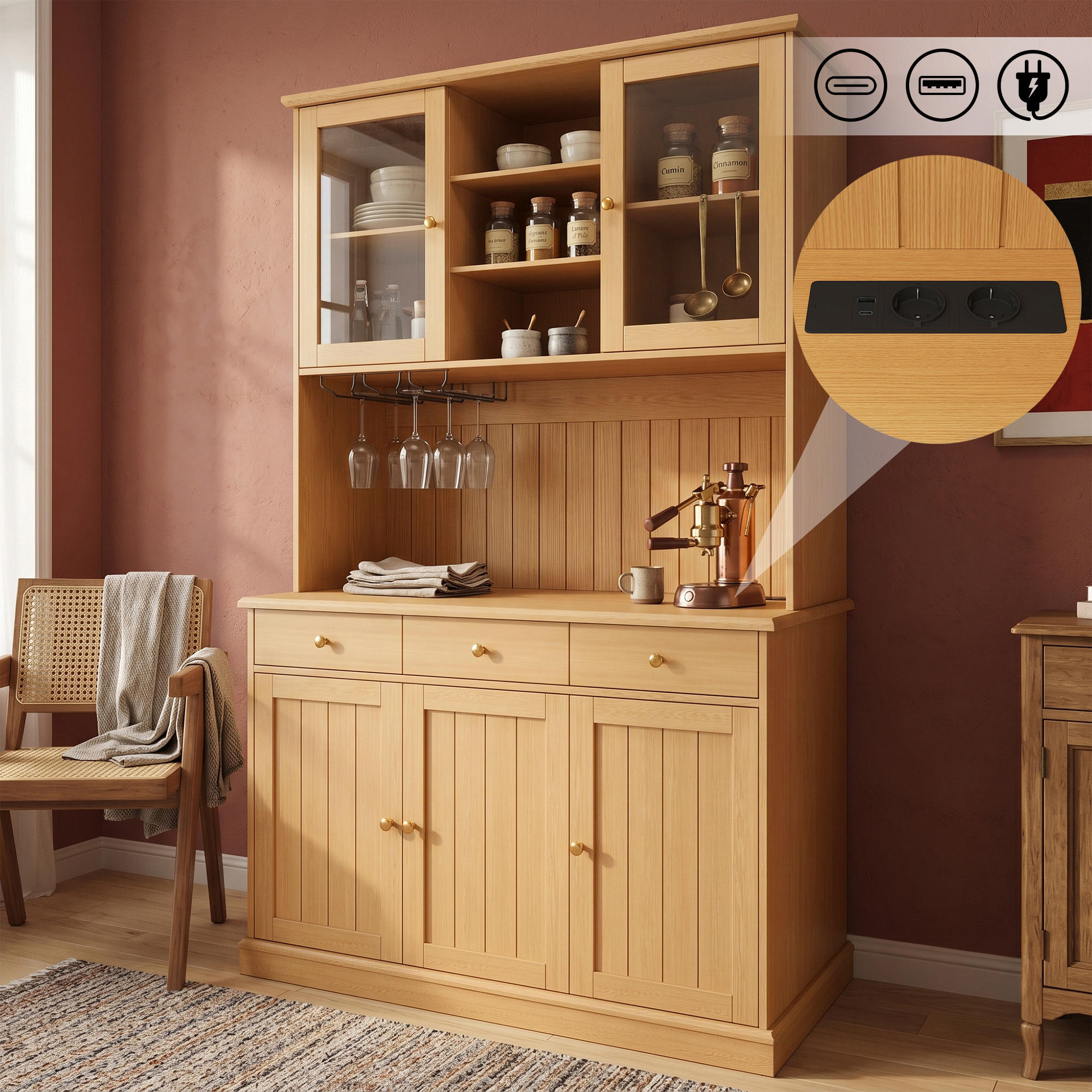 Fohere Buffetschrank Natur 120x191x40 cm