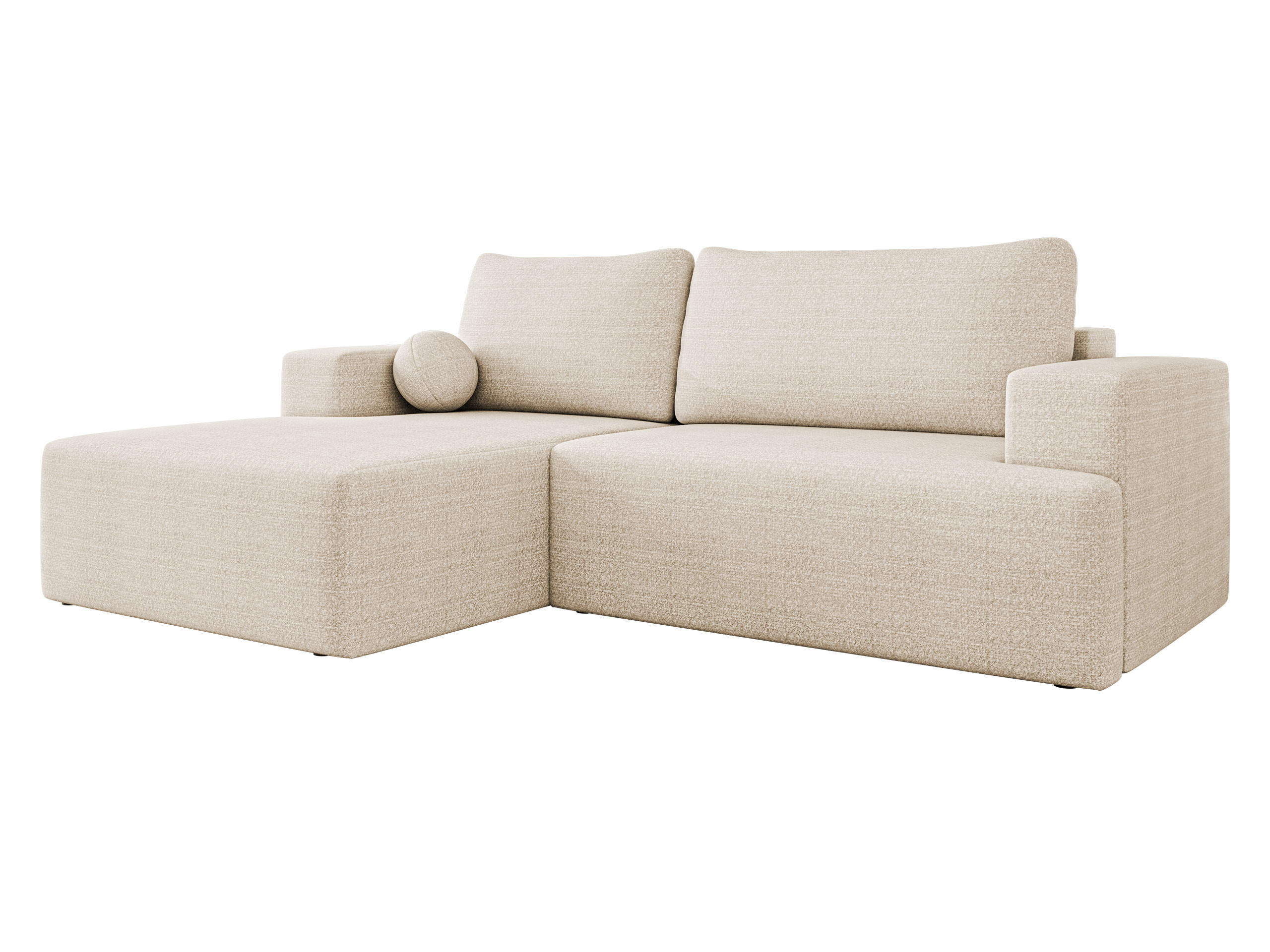ECKSOFA Mivo, Seite: Links - Sandfarben/Schwarz, Holz/Kunststoff (266/163cm) - MIRJAN24
