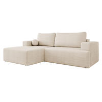 ECKSOFA Mivo, Seite: Links - Sandfarben/Schwarz, Holz/Kunststoff (266/163cm) - MIRJAN24