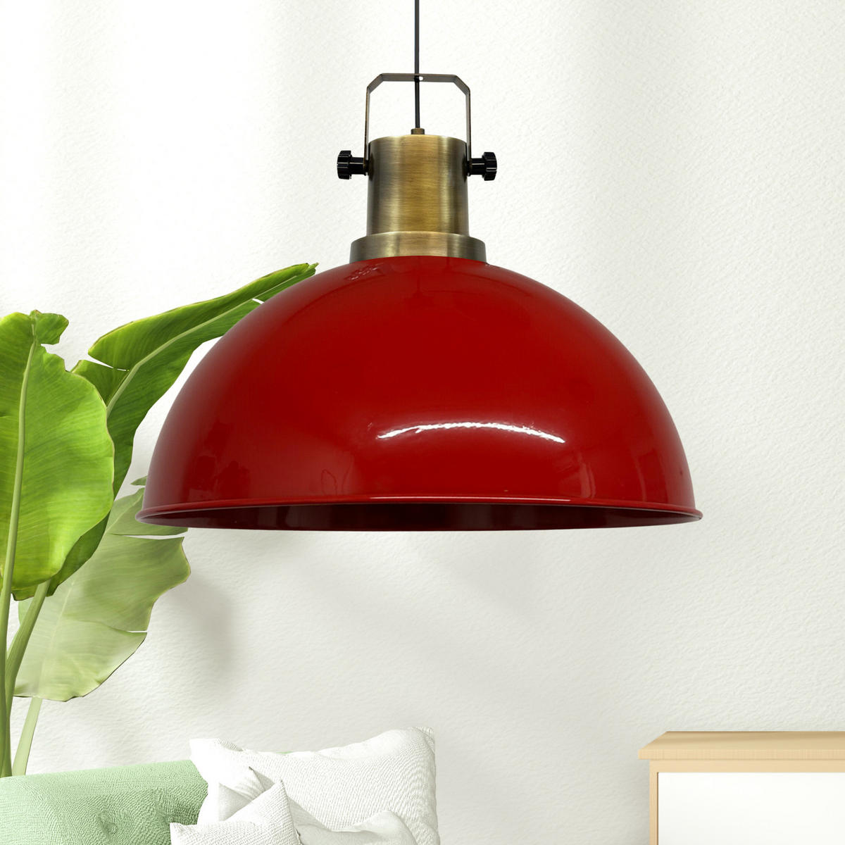 PENDELLEUCHTE Lipeo 40/23 - Silberfarben/Rot, Metall (40/23cm) - Bamyum