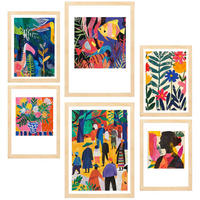 POSTER Set Mit 6 Farbenfroher Fauvismus Von Matisse A3 & A4 Rahmen Aus Hellem Holz - Beige, Papier (29/3cm) - Nacnic