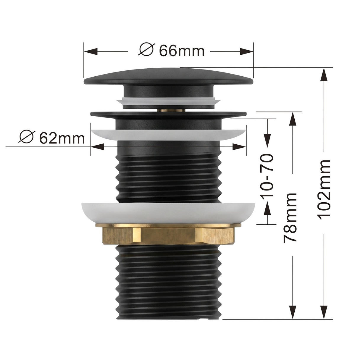 CLICK-CLACK-ABLAUFVENTIL Schwarz - Schwarz, Metall (6.6/10.2/10.2cm) - Akord