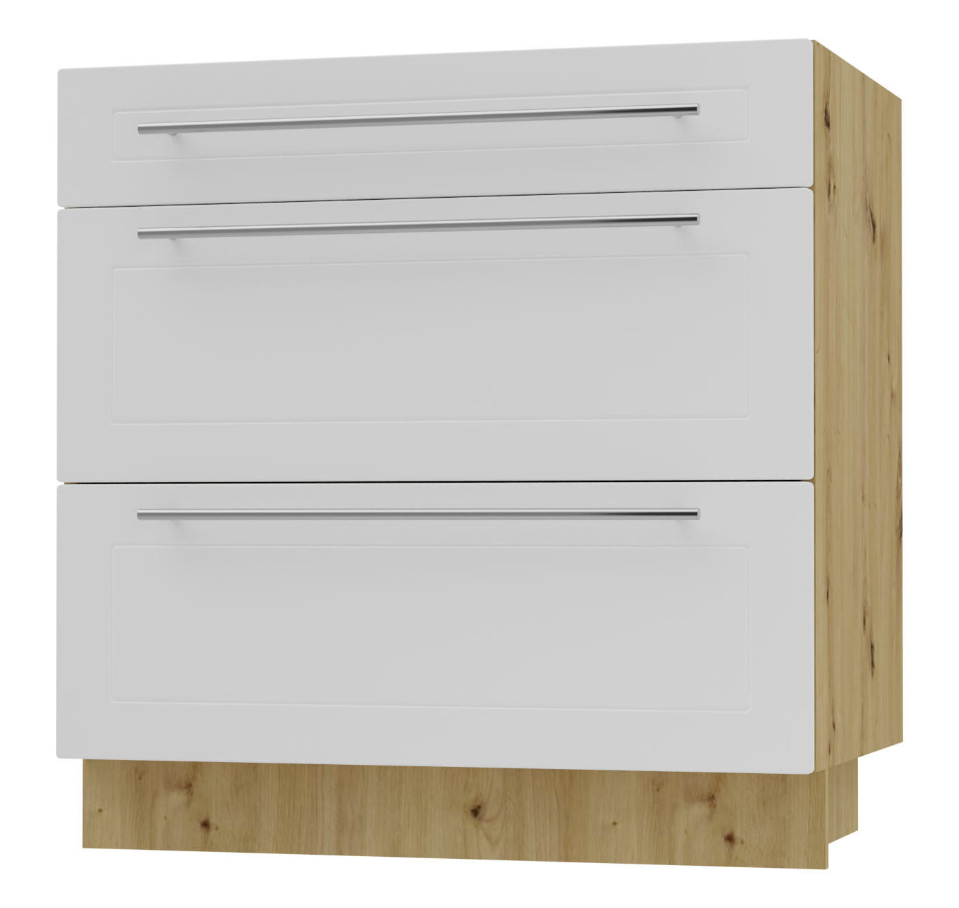 Feldmann-Wohnen Schubladenunterschrank Weiß, Eiche Artisan 80x82x50 cm