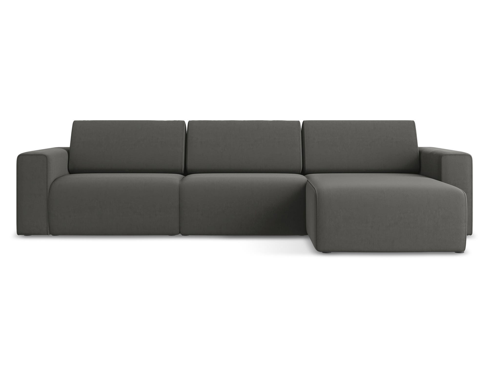 ECKSOFA Rechts Samt Stoff Grau - Dunkelgrau/Schwarz, Kunststoff/Textil (314/167cm) - Makamii