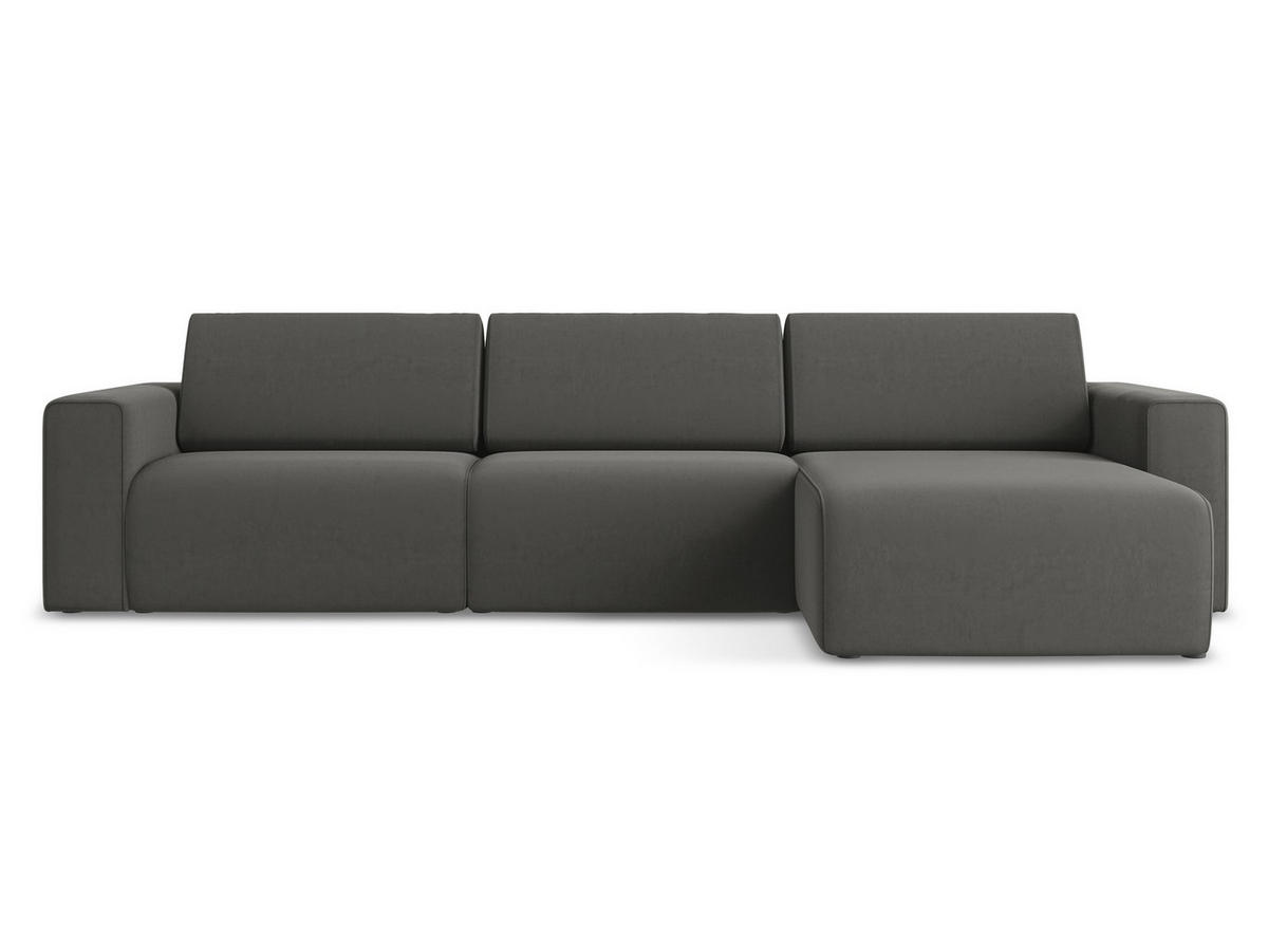 ECKSOFA Rechts Samt Stoff Grau - Dunkelgrau/Schwarz, Kunststoff/Textil (314/167cm) - Makamii