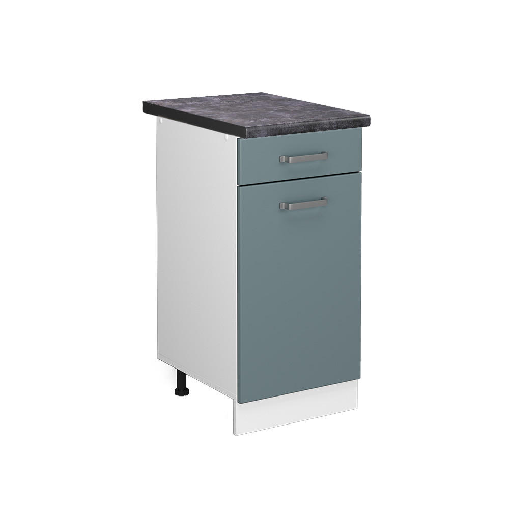 KÜCHENUNTERSCHRANK R-Line Blau-Grau 40 cm, AP Anthrazit - Blaugrau/Weiß, Holzwerkstoff (40/81.6/60cm) - Vicco
