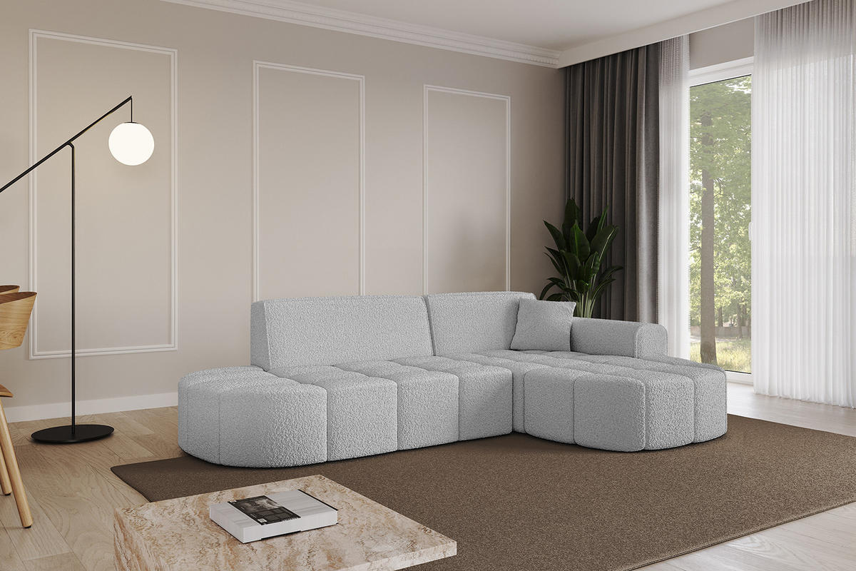 ECKSOFA Ottomane Rechts LIVO-L1 - 252x173x79,5 cm Hellgrau - Hellgrau, Holzwerkstoff/Textil (252/173cm) - ALTDECOR