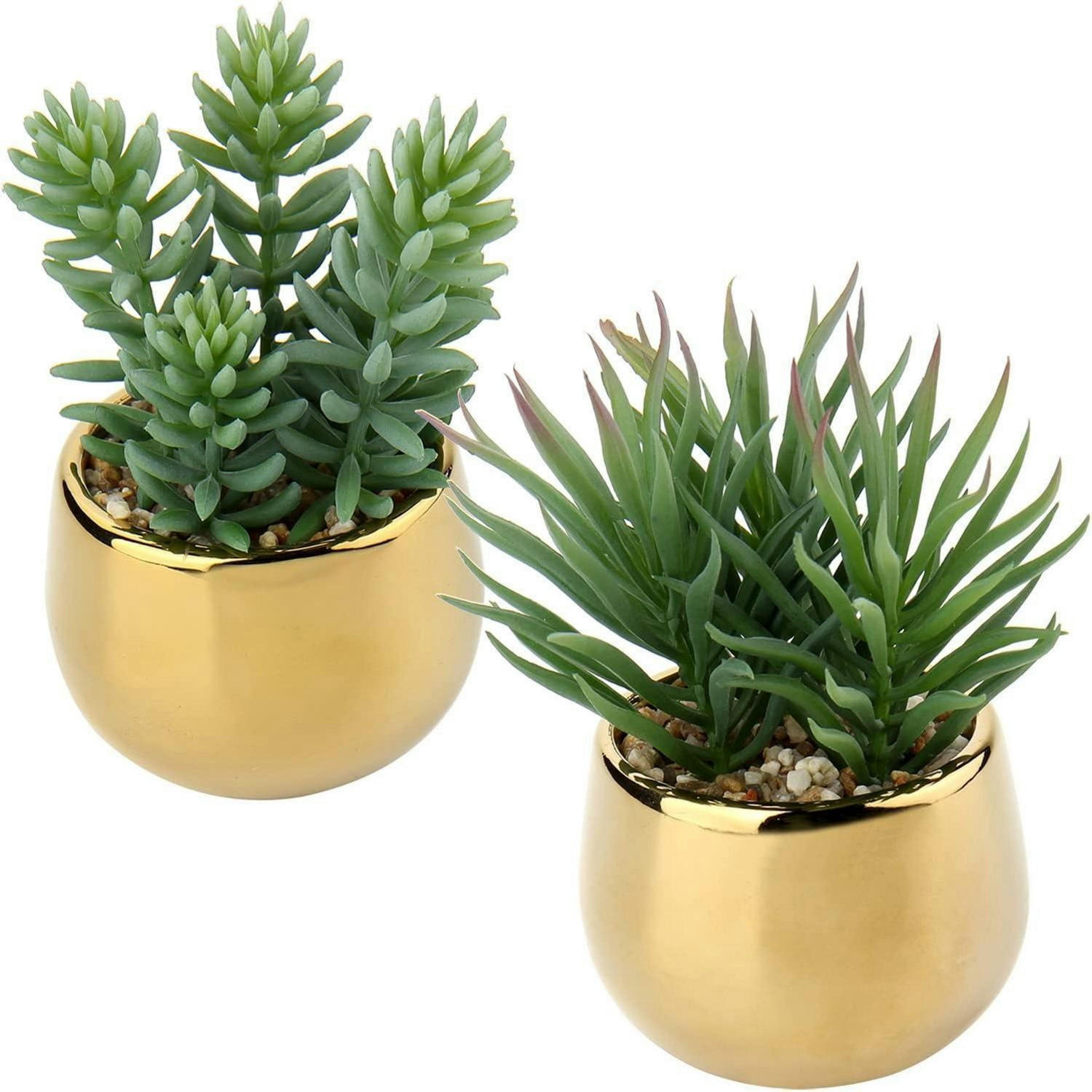 KUNSTPFLANZEN-SET 2-teilig Keramiktopf Gold - Goldfarben, Keramik (12.4cm)