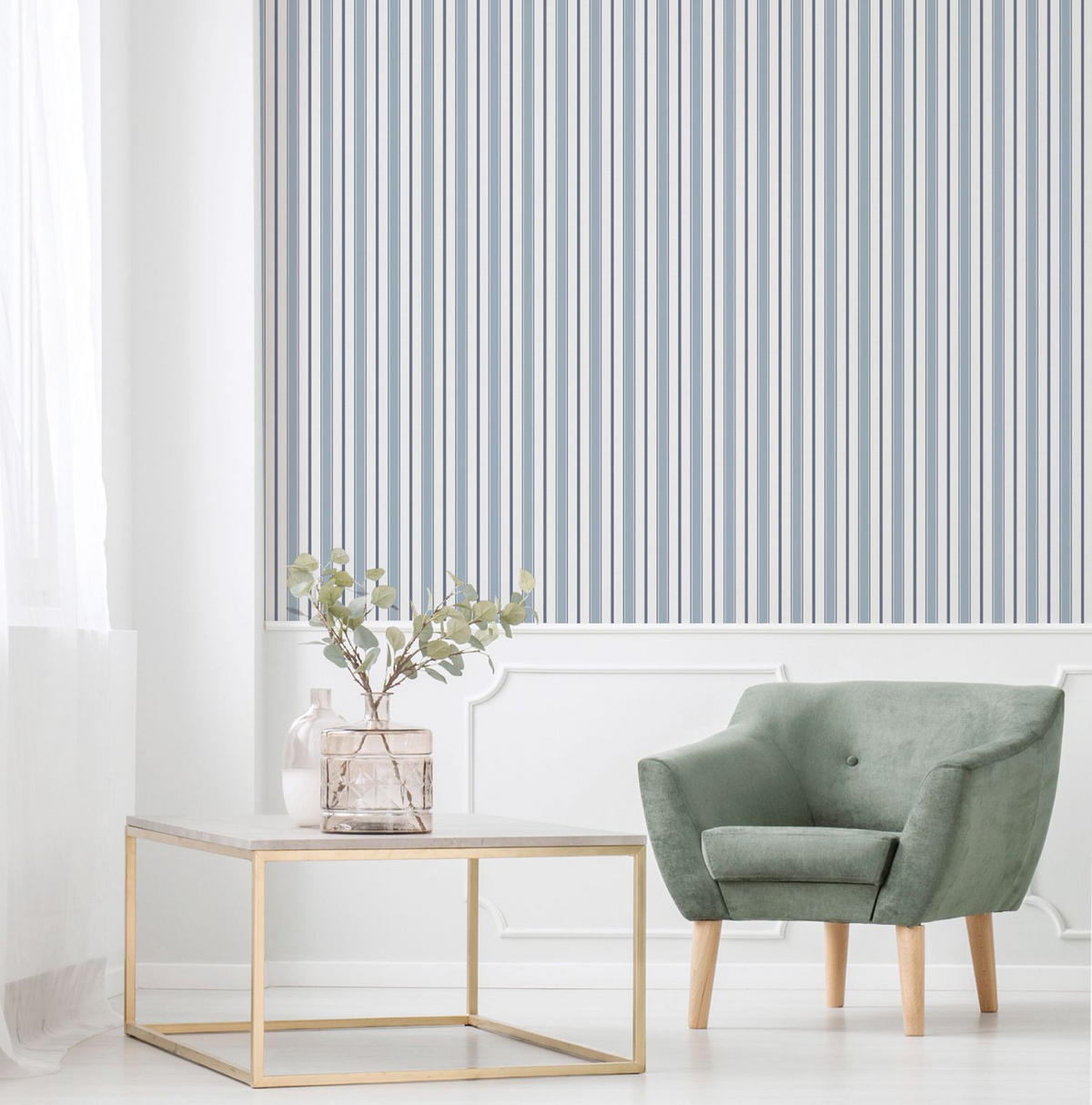 TAPETE Streifen 53 cm x 10.05 m - Blau, Papier (53/1000cm) - Sanders & Sanders
