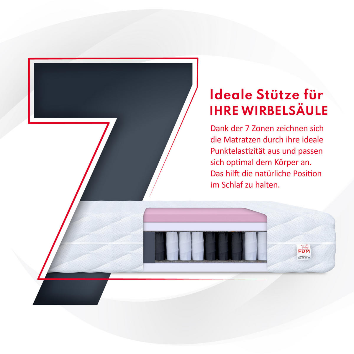 TASCHENFEDERKERNMATRATZE Memory 24 cm - Weiß, Textil (100/200cm) - FDM
