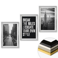 WANDBILDER 3er Set - 40x60 cm Silberner Rahmen - Inspiration für Schwarz-Weiß-Darstellungen von Stadtstraßen - Silberfarben, Kunststoff (40/60cm) - ArtPrintCave