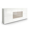 SIDEBOARD Rova Weiß Hochglanz / Sandgrau Hochglanz - Weiß Hochglanz, Holzwerkstoff (166/72/35cm) - Vladon