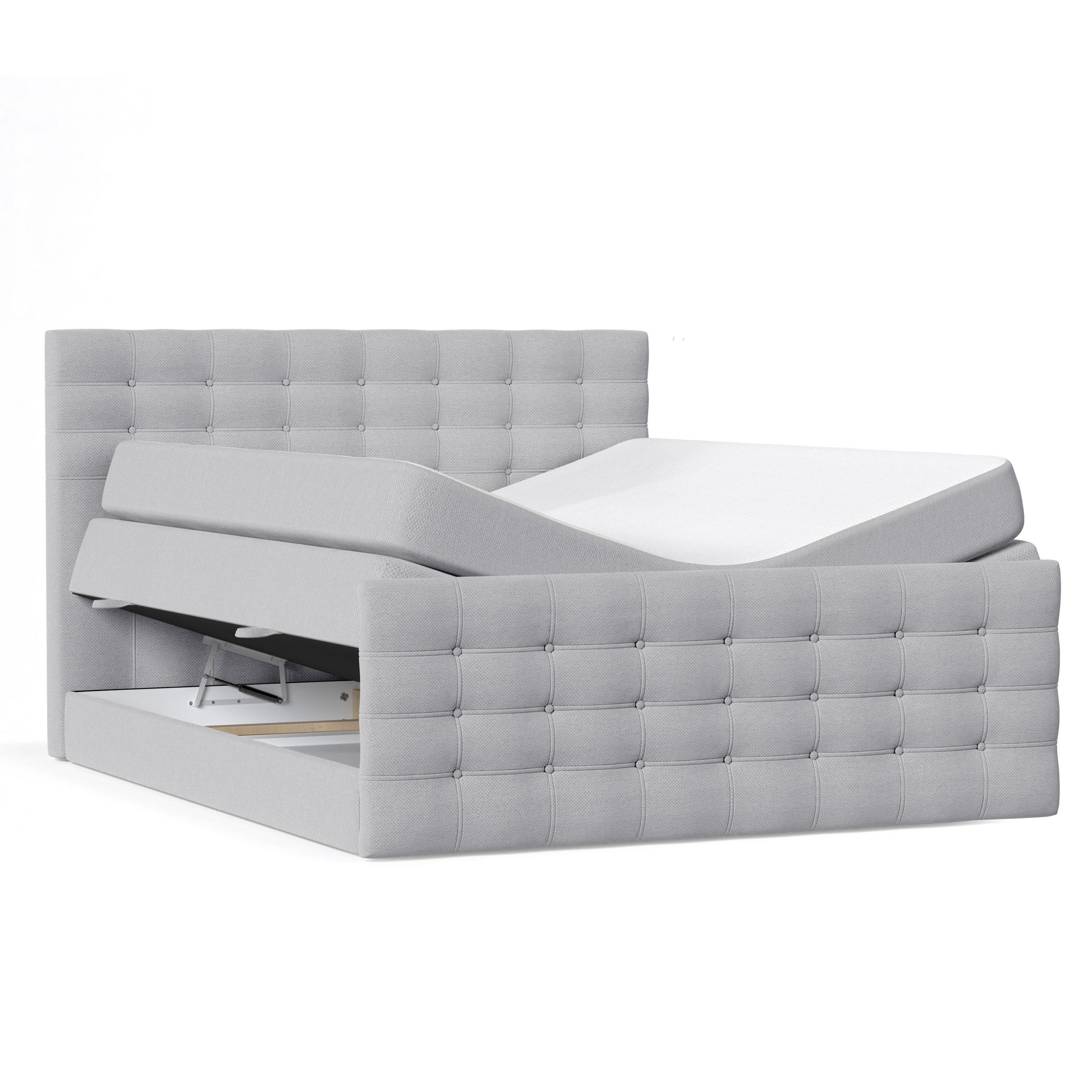 BOXSPRINGBETT Blend Grau 160/200 cm mit Matratze - Schwarz/Grau, Holz/Holzwerkstoff (160/200cm) - Maison de Reve