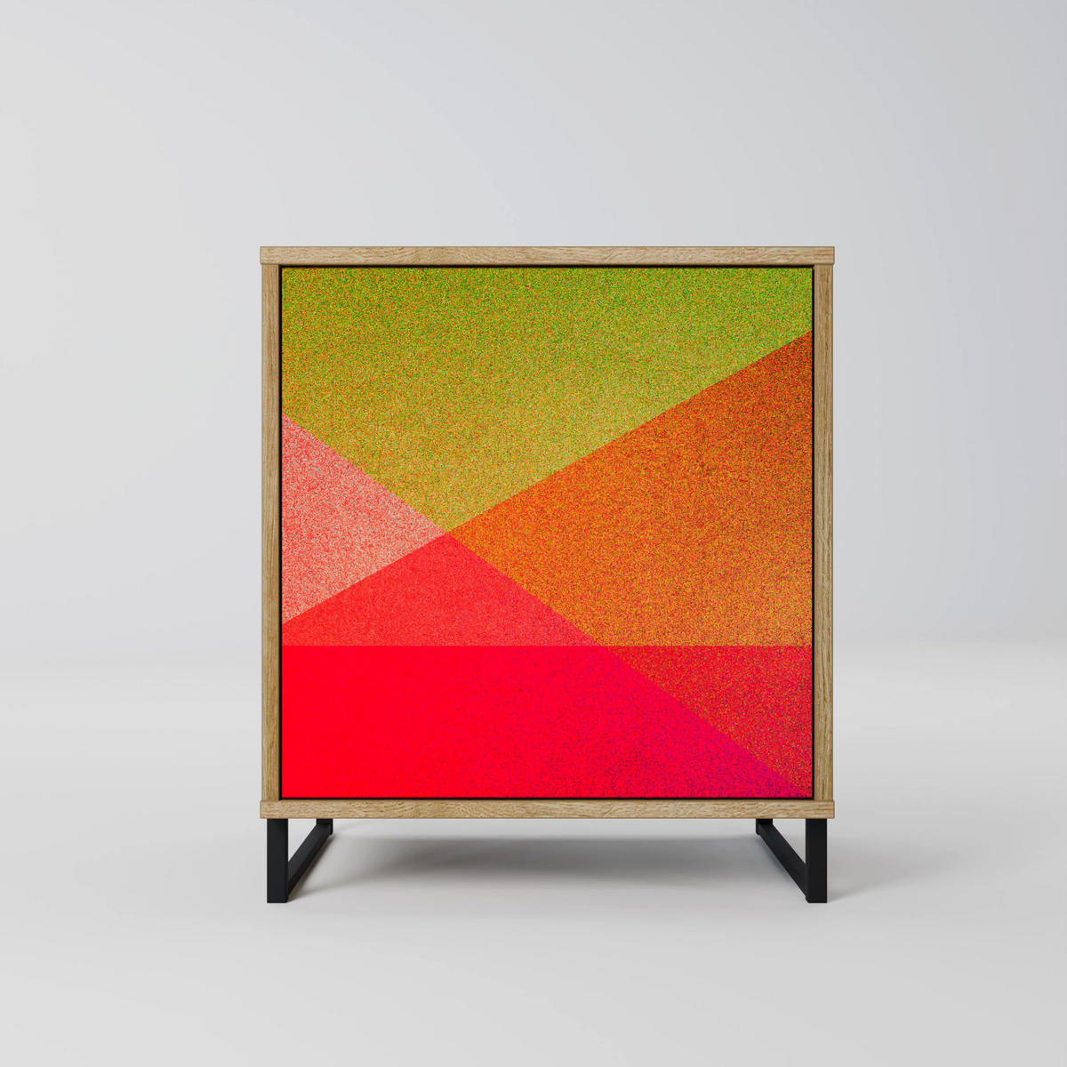 SIDEBOARD VIVID GEOMETRY, Eichefarben, 57,5x42x77,5 cm, Schräge Buchenholzfüße - Eichefarben/Buchefarben, Holzwerkstoff/Buchenholz (57.5/77.5/42cm) - SpaceRebels