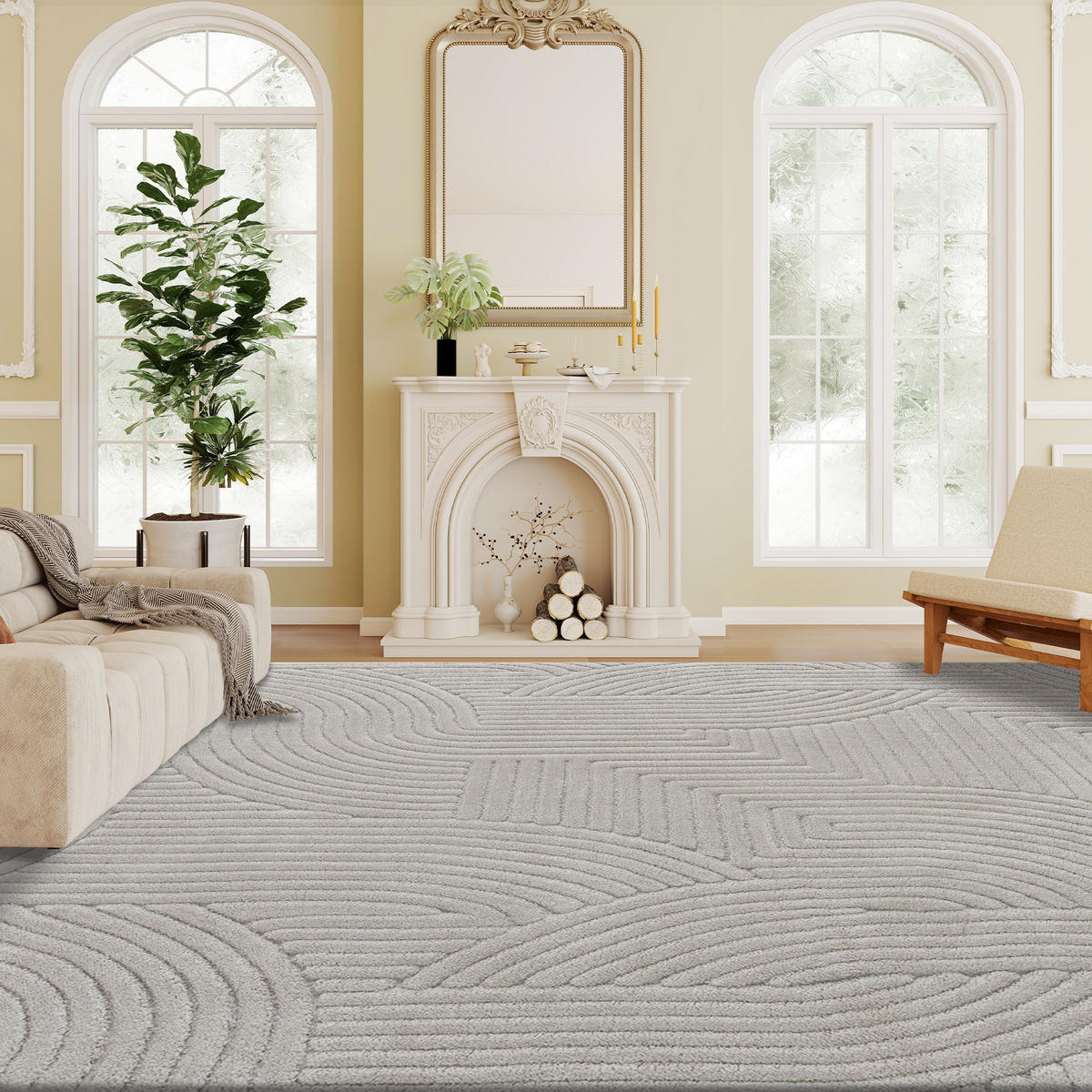 TEPPICH DE-14379 Hoch-Tief-Geometrisch, weich Grau - Grau, Textil (160/230cm) - ComfortXL