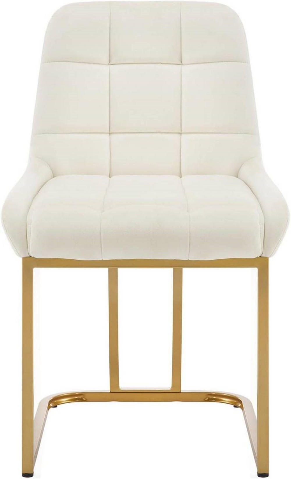 ESSZIMMERSTUHL 4er Set Beine in Bogenform, Samt, Creme - Goldfarben/Creme, Kunststoff/Textil (47.5/84/57.5cm) - Woltu