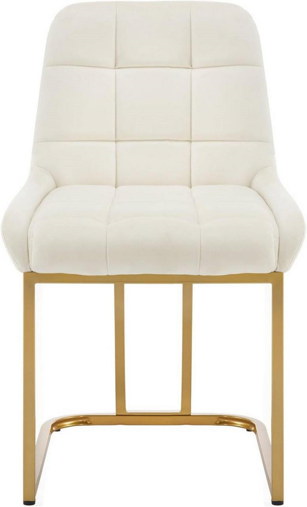 ESSZIMMERSTUHL 6er Set Beine in Bogenform, Samt, Creme - Goldfarben/Creme, Kunststoff/Textil (47.5/84/57.5cm) - Woltu