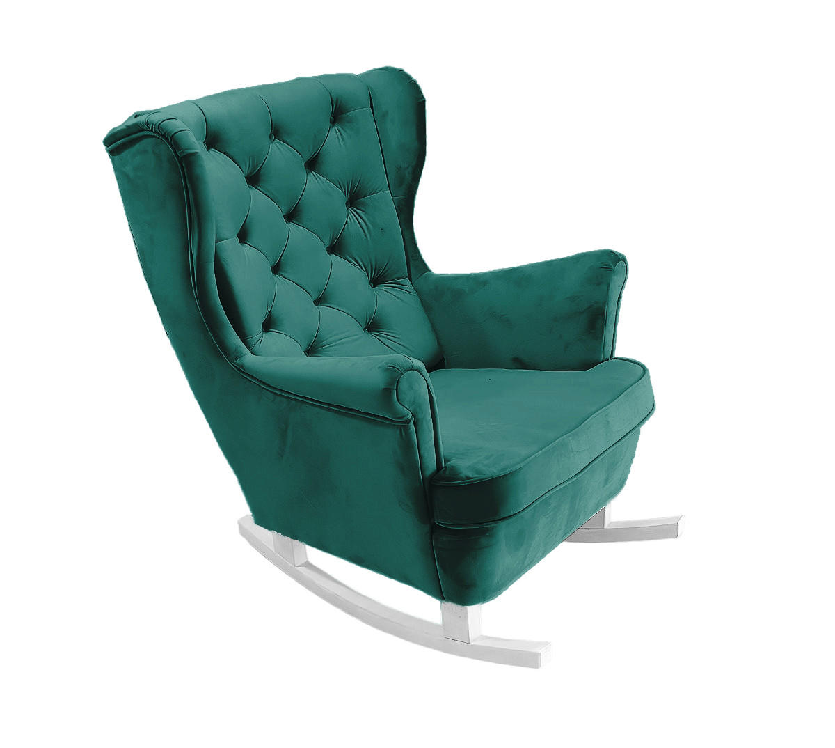 SCHAUKELSESSEL mit gepolstertem Sitz und Armlehnen, 102x81x95 cm, Grün_29851 - Pastellgrün/Weiß, Holz/Textil (81/102/95cm) - DomoHome