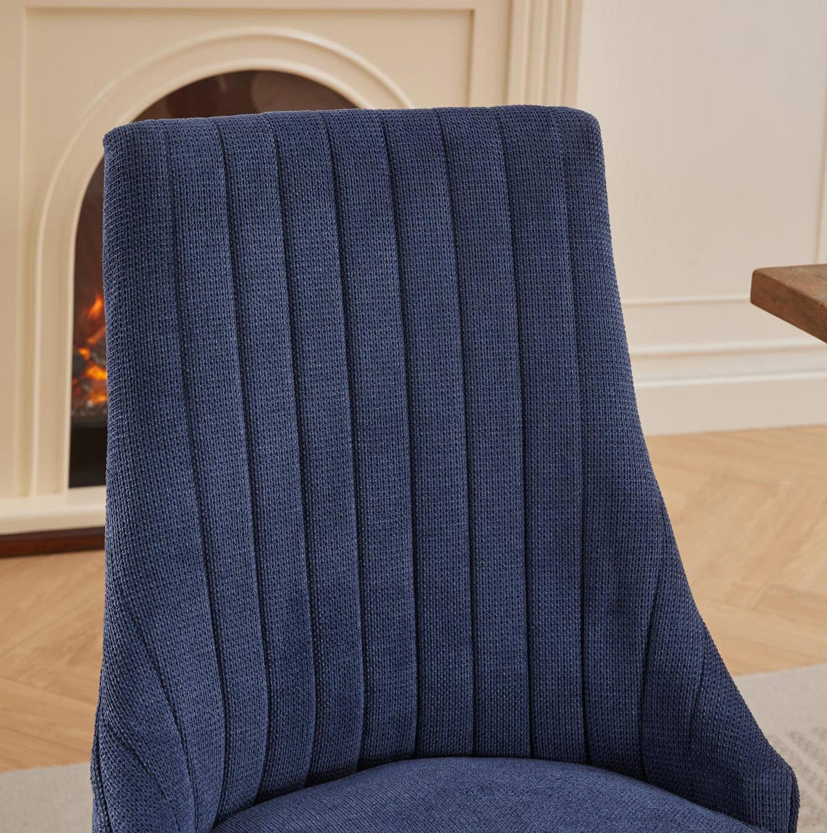 ESSZIMMERSTUHL 2er-Set mit hoher Rückenlehne Chenille Blau - Blau, Holz (50/95.5/64cm) - Meubliv