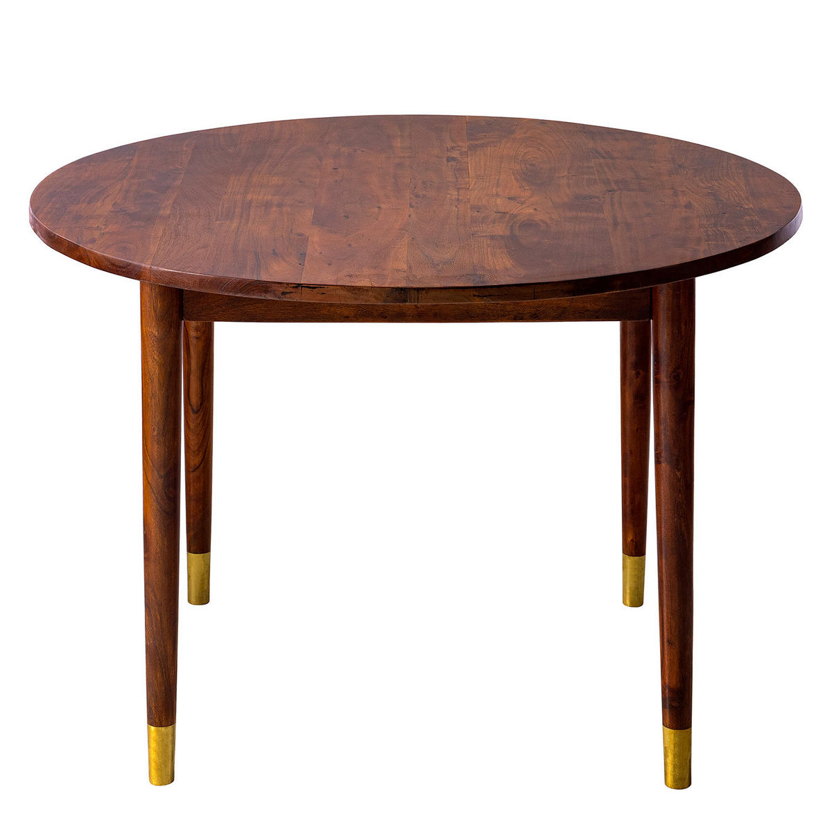 ESSTISCH - Akazie massiv / Metall - Akazie / Gold - Braun, Holz/Metall (110/110/76cm) - home24