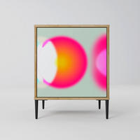 SIDEBOARD SYMPHONY OF COLORS, Eichefarben, 57,5x42x72,5 cm, Schwarze Metallfüße - Eichefarben/Multicolor, Holzwerkstoff/Metall (57.5/72.5/42cm) - SpaceRebels