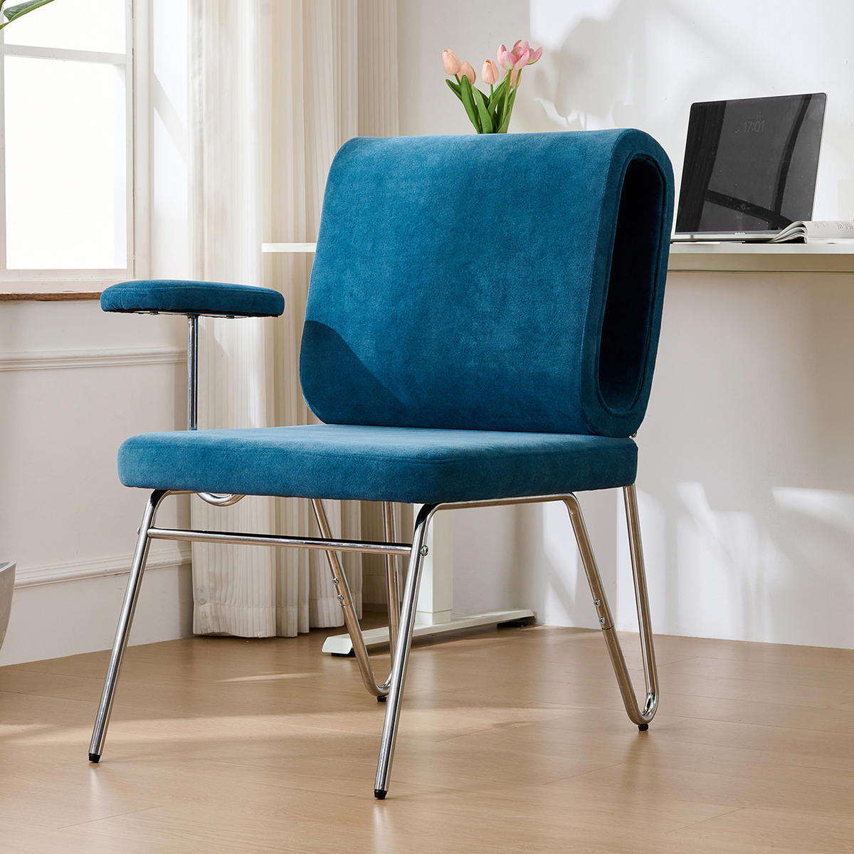 BÜROSTUHL aus Stoff mit Katzenhöhle in der Rückenlehne 77/70/89 cm Blau - Blau, Textil (70/89/77cm) - Redom