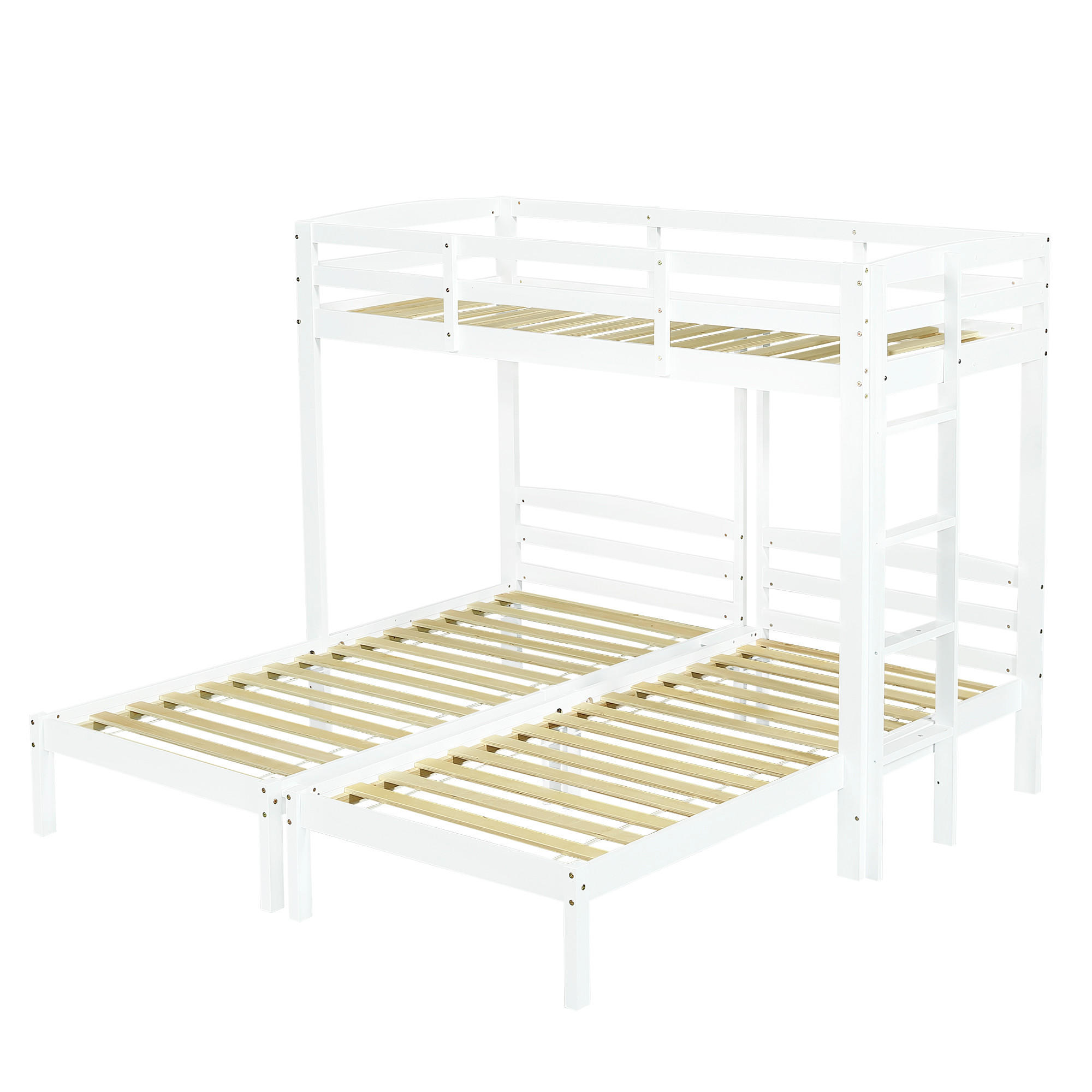 ETAGENBETT 90/200 cm DE-02213, in Weiß, mit Seitenleiter - Weiß, Holz (90/200cm) - ComfortXL