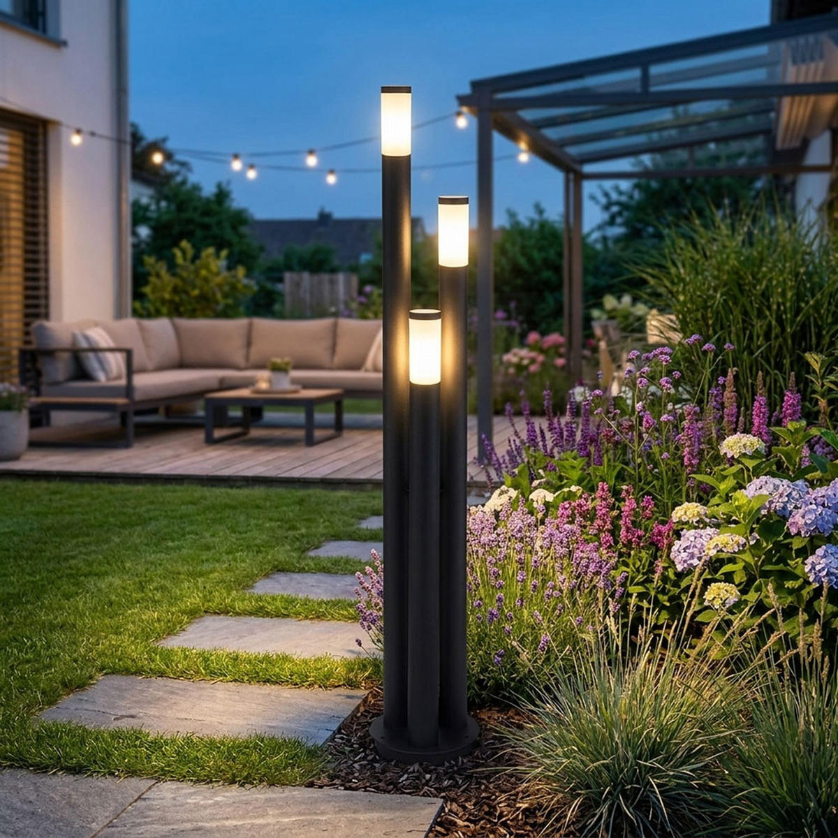 LED AUSSENLEUCHTE BOSTON Edelstahl Anthrazit - Anthrazit, Metall (28/28/170cm) - Globo Lighting