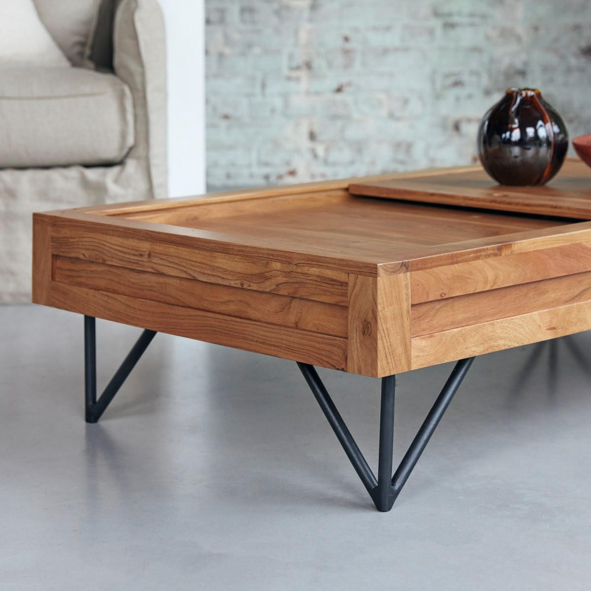 COUCHTISCH Bonnie Dunkelbraun aus Akazie - Dunkelbraun, Holz (68/120/30cm) - Tikamoon