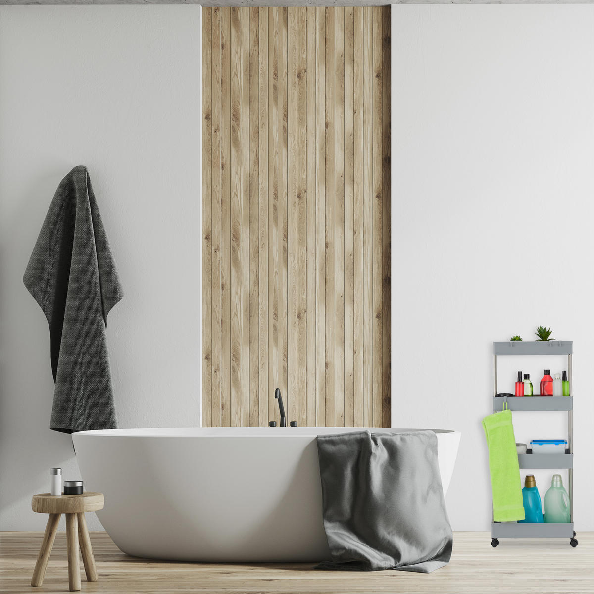 NISCHENWAGEN - Grau, Kunststoff/Metall (15.5/98/40.5cm) - Relaxdays