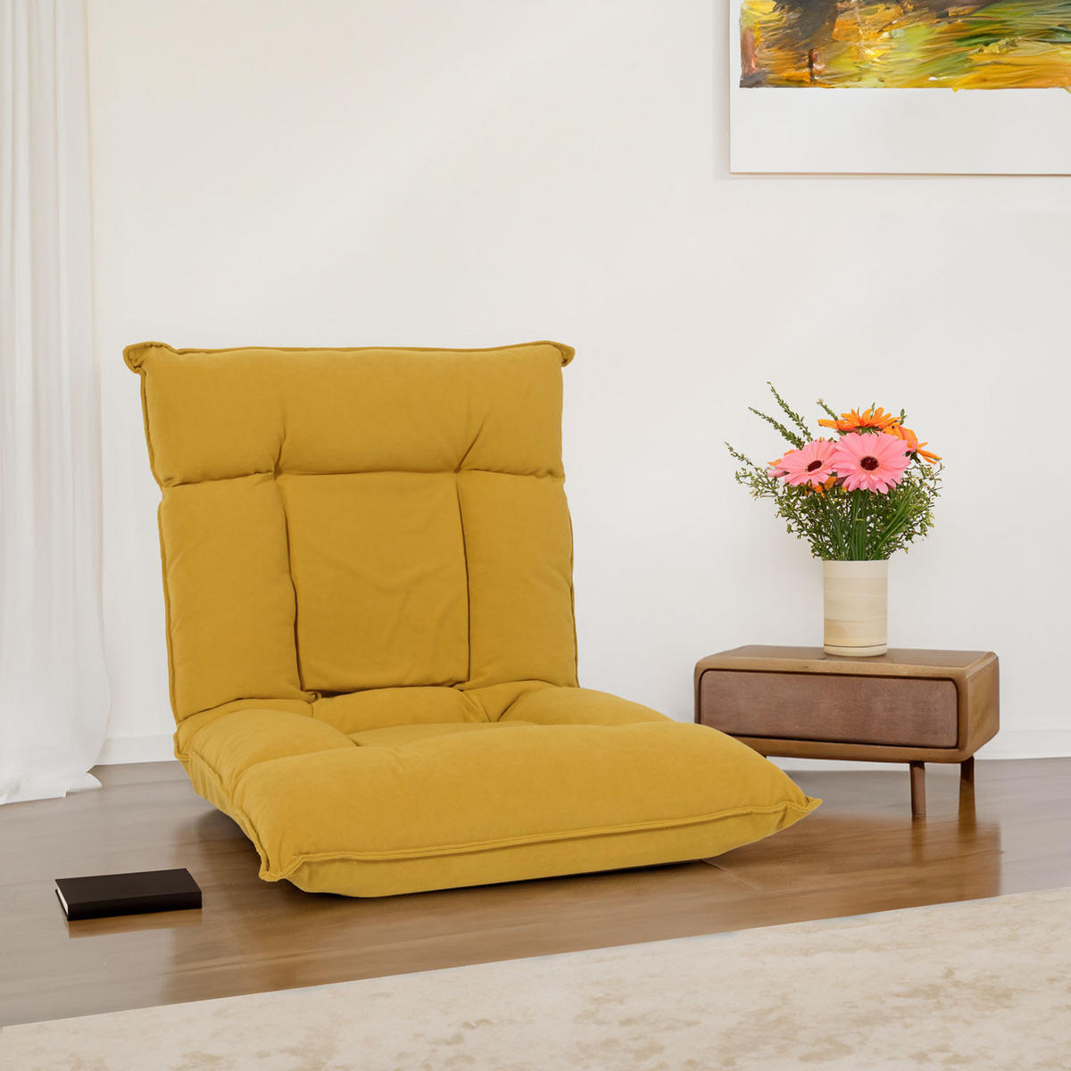 BODENSESSEL Gelb - Gelb, Textil (110/14/57cm) - MCW