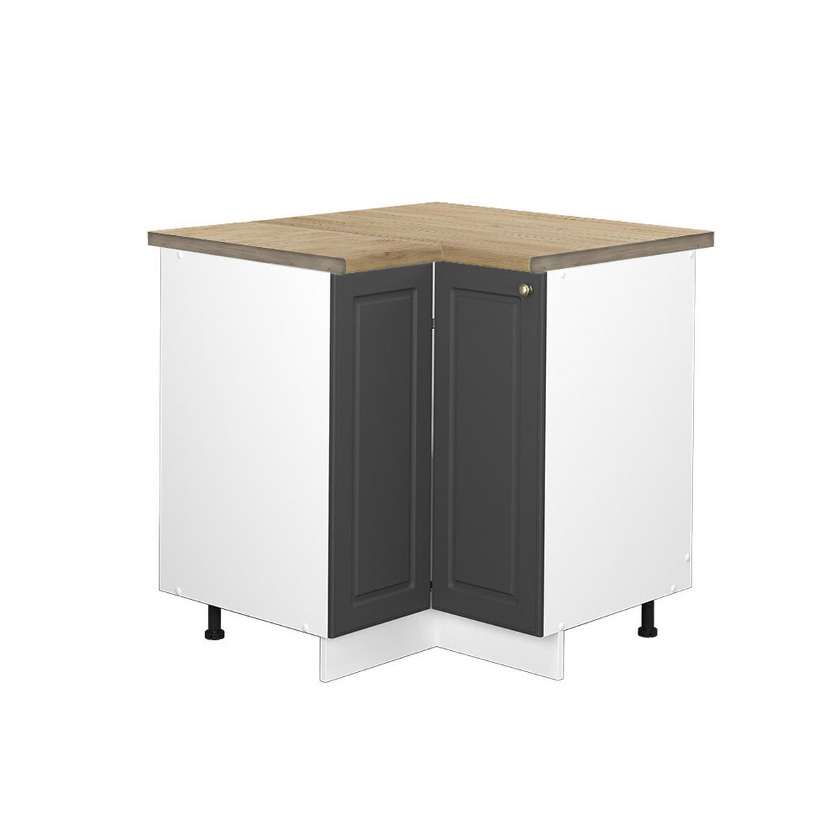 ECKUNTERSCHRANK Fame-Line Anthrazit-Gold 80.5 cm, AP Eiche - Anthrazit/Weiß, Holzwerkstoff (80.5/82/60cm) - Vicco