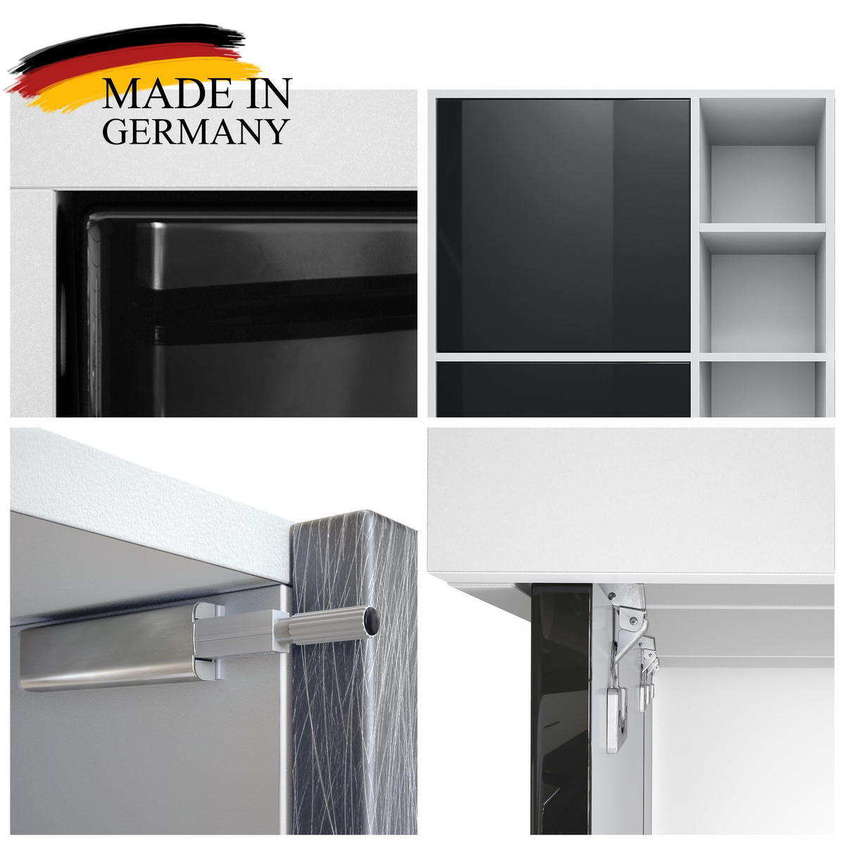 HIGHBOARD Cuba Türen in Schwarz Hochglanz - Schwarz Hochglanz, Holzwerkstoff (79/105.5/35.5cm) - Vladon