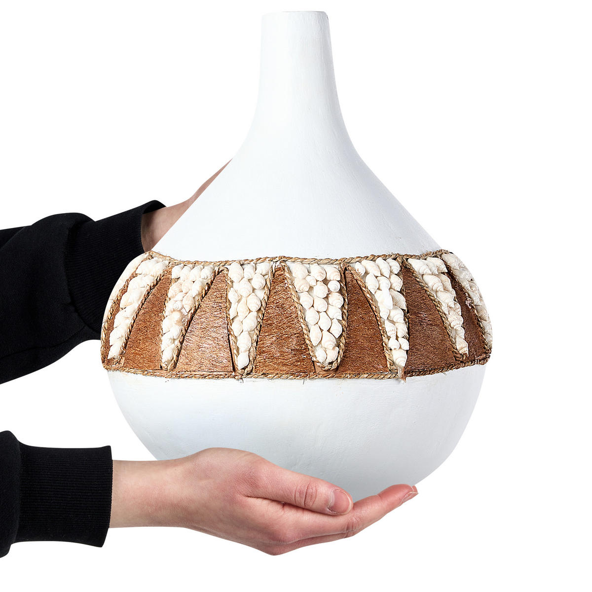 DEKOVASE Terrakotta weiß Simpang - Weiß, Stein (33cm) - Beliani