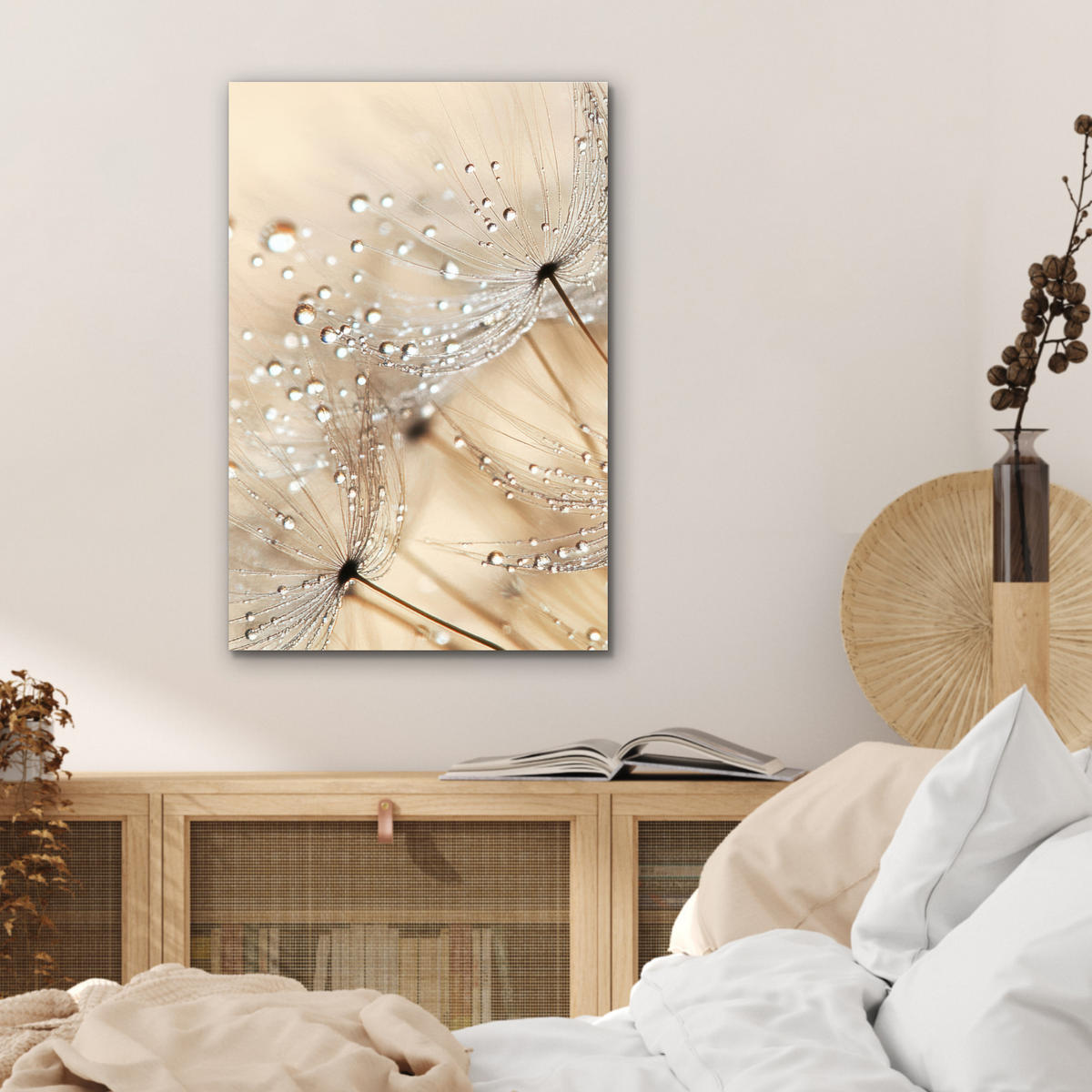 METALLBILD Löwenzahn - Abstrakt - Natur - Beige 40x60 cm - Braun, Metall (40/60cm) - MuchoWow