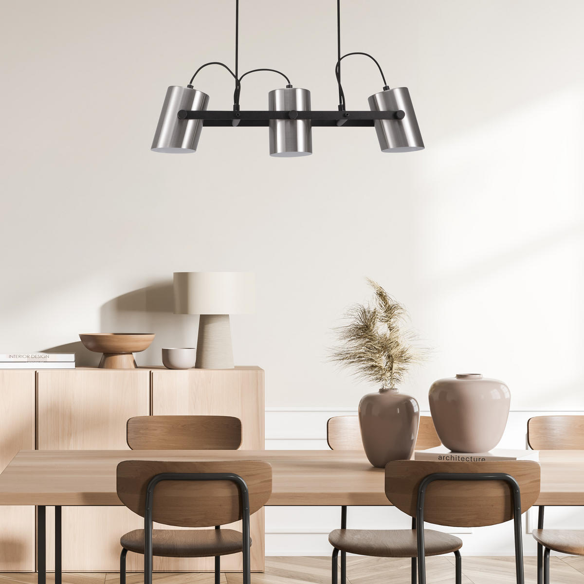 PENDELLEUCHTE Karl - Schwarz, Textil (67.2/13/21.1cm) - Paco Home