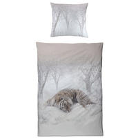 BETTWÄSCHE 135x200 Interlock Jersey Bettbezug Baumwolle Tiger - Made in Germany - Weiß, Textil (135/200cm) - Carpe Sonno
