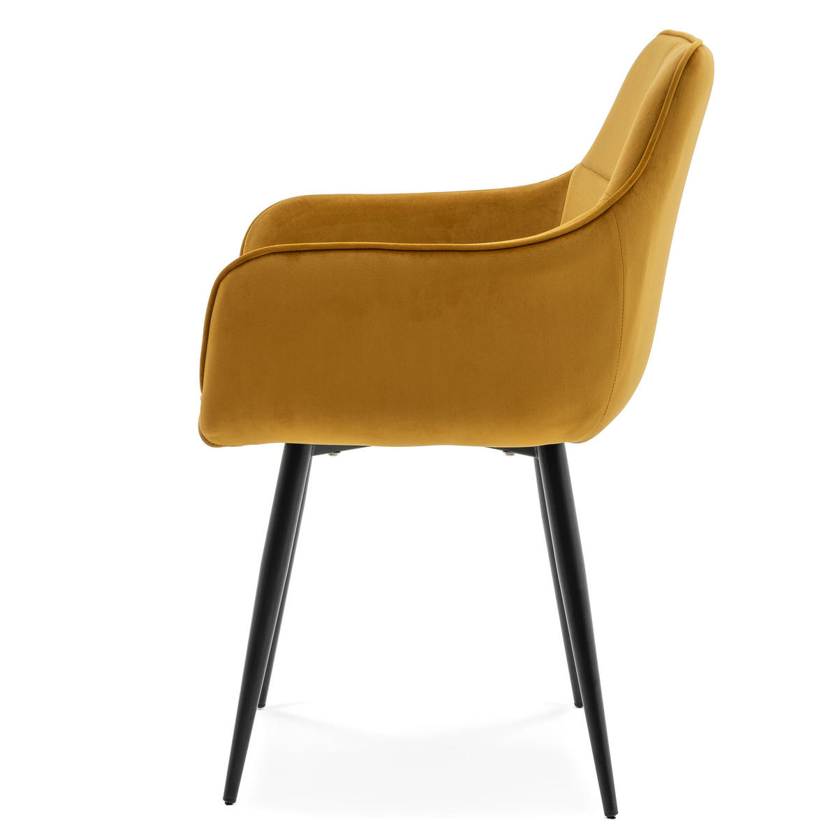 STUHL QUATTRO gepolstert mit Steppung - curry - Samt Velours - Currygelb/Schwarz, Textil/Metall (58/88/58cm) - NEW HOME
