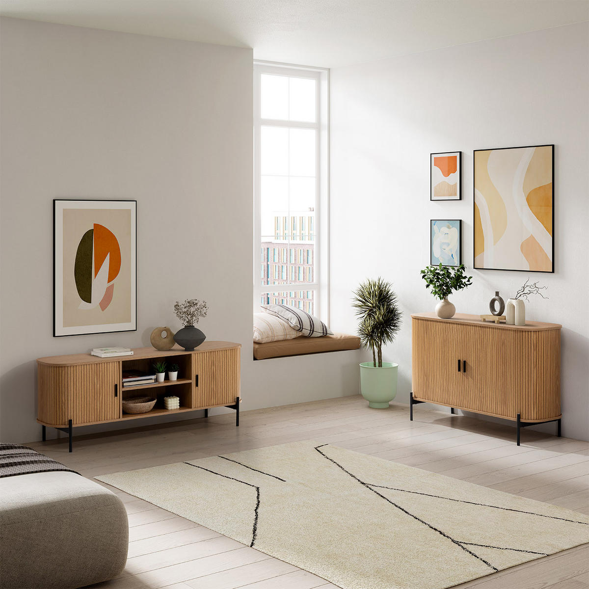 TV-ELEMENT Mónaco 2 türen Eiche-Optik - Honigeiche, Holzwerkstoff (140/55/40cm) - VS Venta-stock