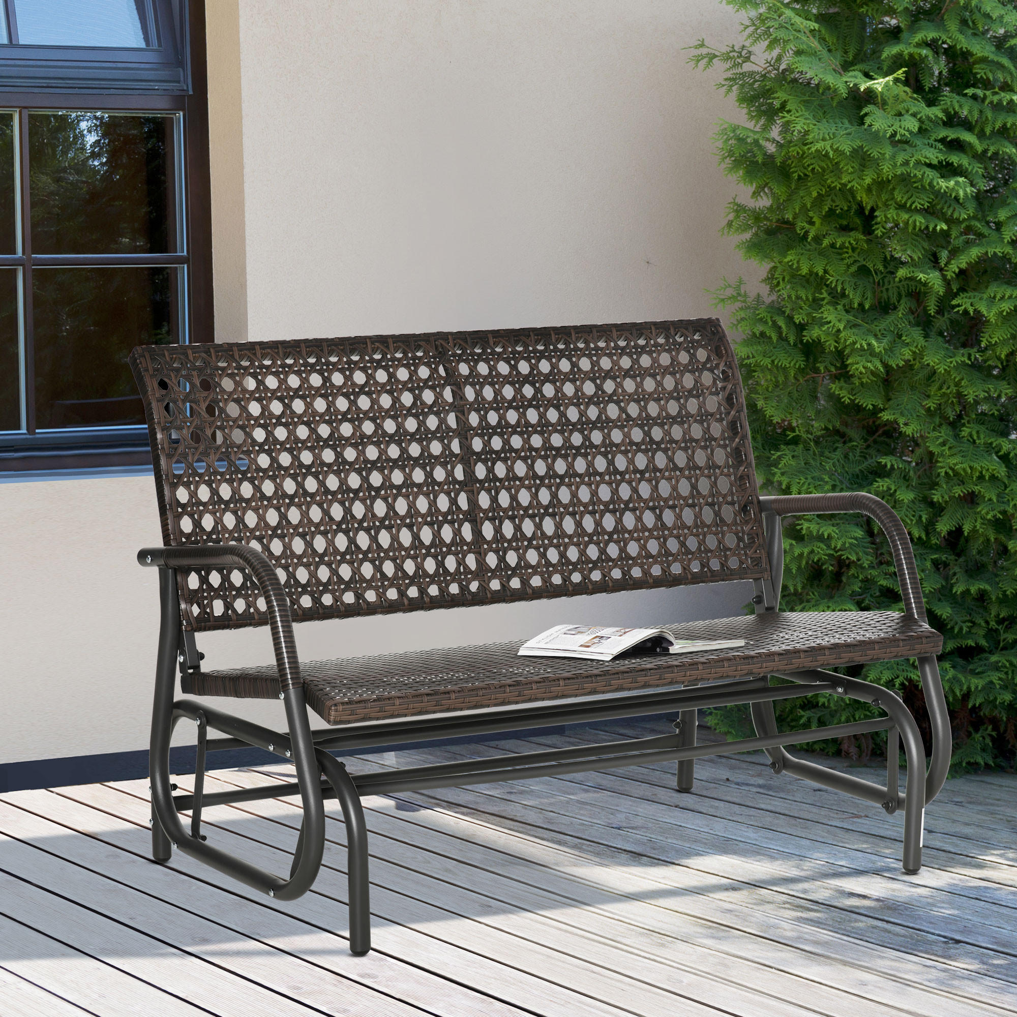 SCHAUKELBANK 2-Sitzer Loveseat Gartenschaukel Outdoor Braun - Braun, Metall (120/84/70cm) - Outsunny