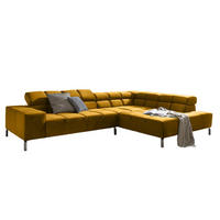 ECKSOFA NELSON Gelb Velvet - Gelb/Silberfarben, Textil (321/116cm) - KAWOLA