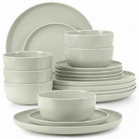 TAFELSERVICE VICTO Schüssel 6 Personen 18-tlg, matt beige/grün/grau - Hellgrün, Keramik (27/2/27cm) - KONSIMO®